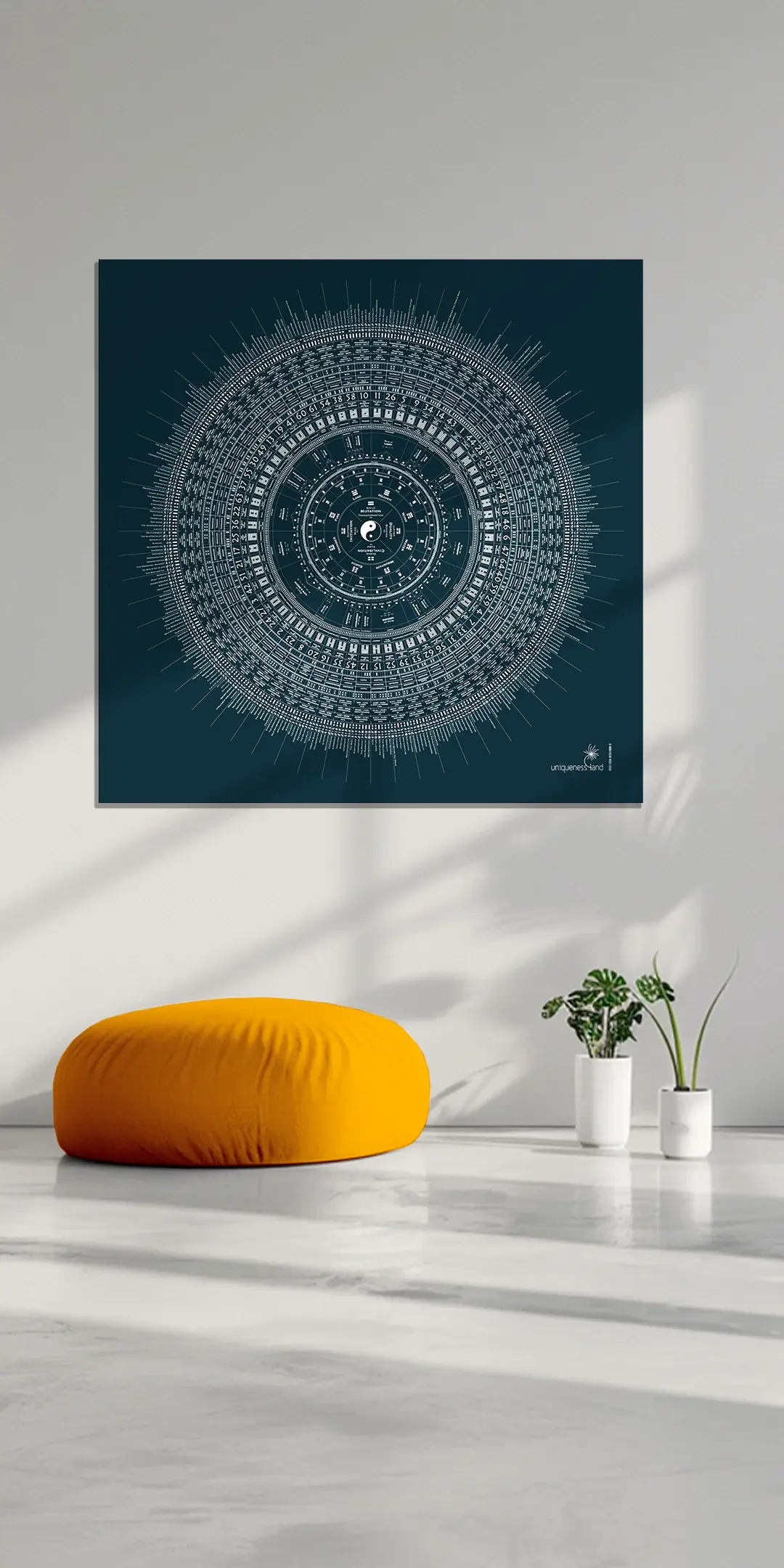 White Artemis style — white mandala on black aluminium