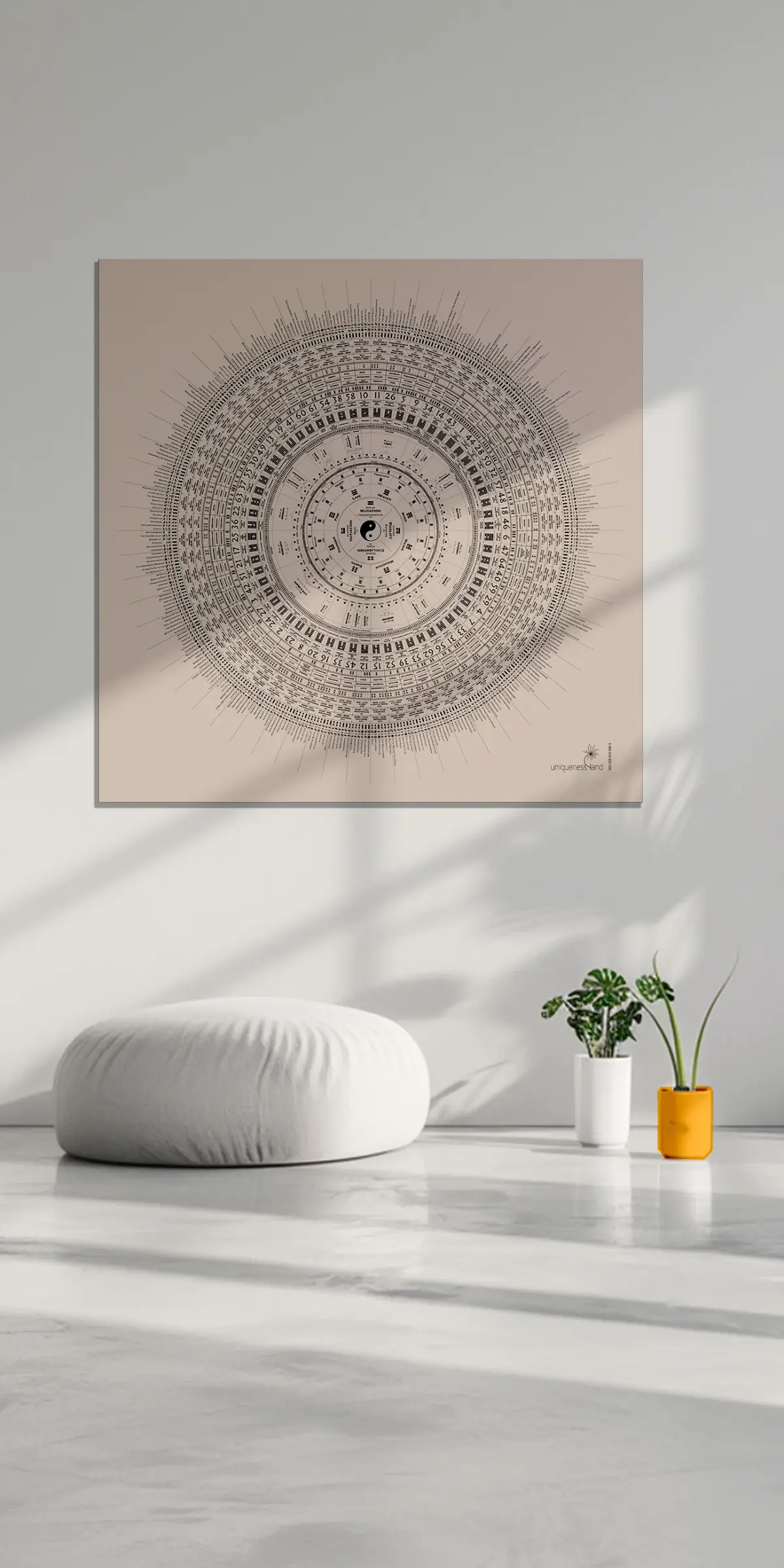 Black Apollo style — black mandala on cream aluminium